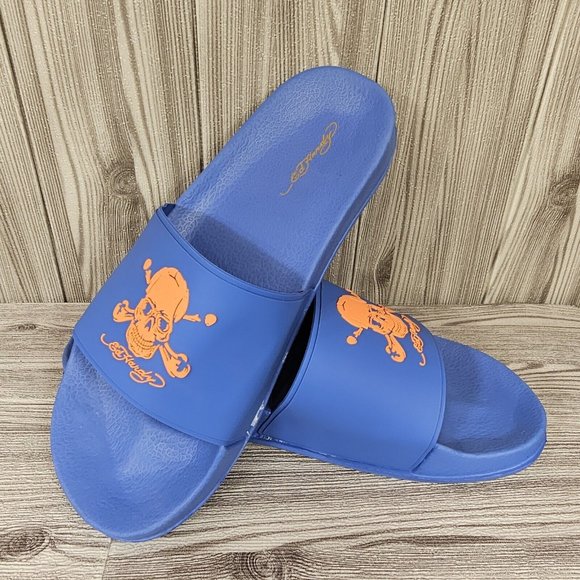 Ed Hardy Darkness Skull Slides Sandal Blue/Orange - EH9041F- Men\'s Size 10 - NEW main image 7